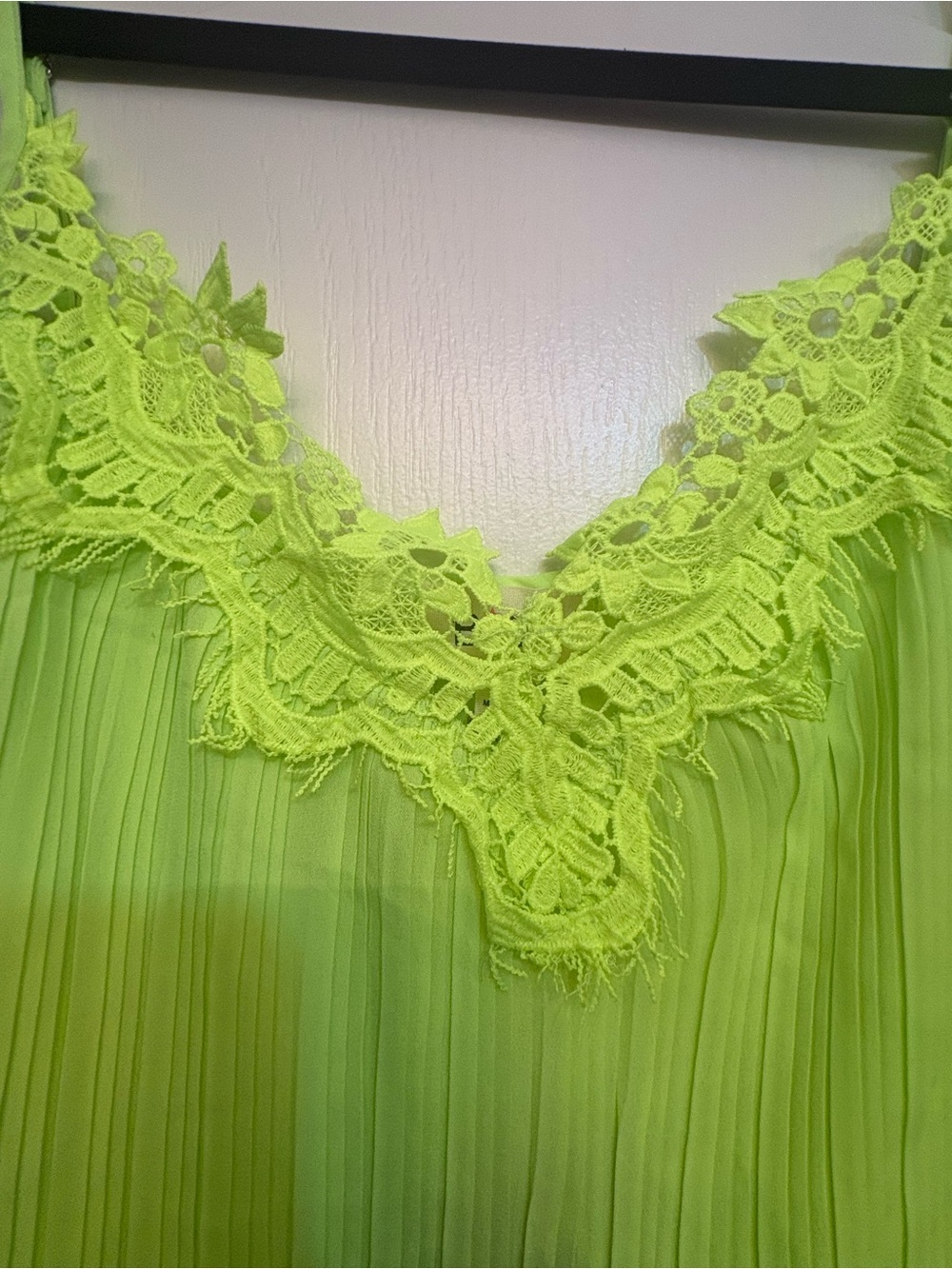 BiBi Neon Lime Lace-Trim Spaghetti Strap Camisole - Picture 2 of 4